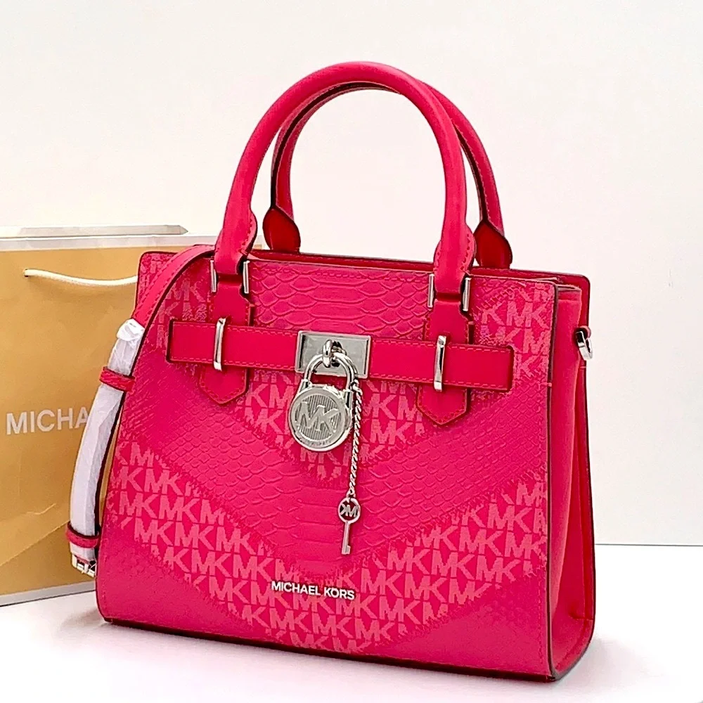 Michael Kors Hamilton Small Satchel Shoulder Crossbody Bag  Electric Pink Multi